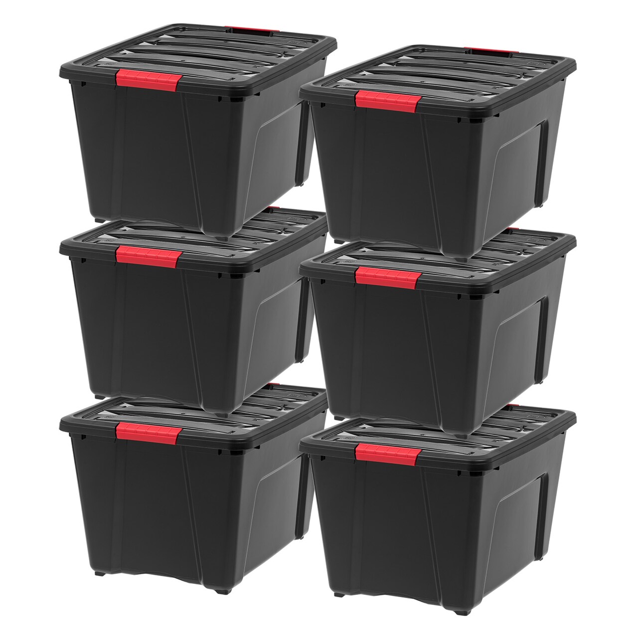 53qt Plastic Storage Bins with Lids and Secure Latching Buckles - 6 Pack